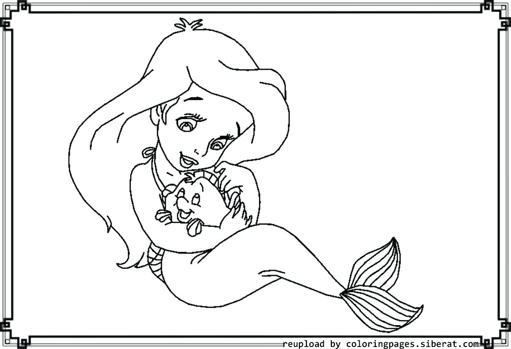 1024x700 Coloring Pages Halloween Pumpkin Pdf For Kids Fall Baby Mermaid - Baby Mermaid Drawing