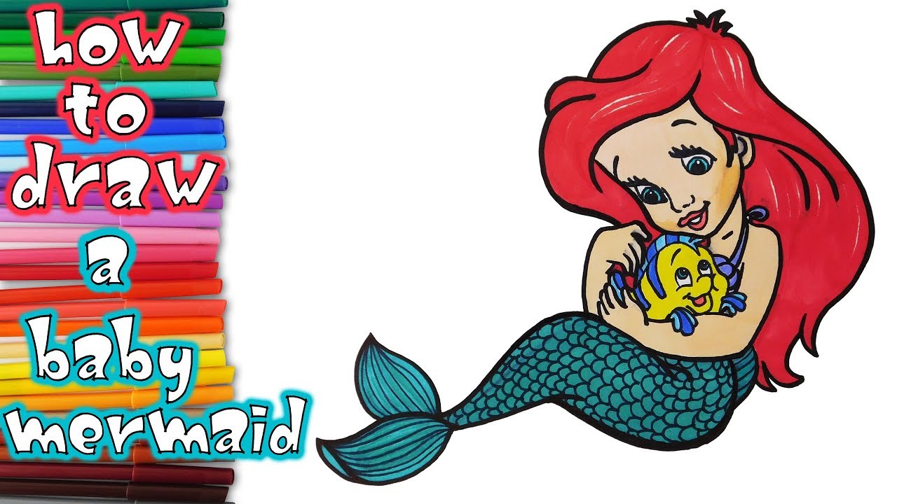 1280x720 How To Draw Ariel The Little Mermaid Learn To Draw, Drawing - Baby Mermaid Drawing