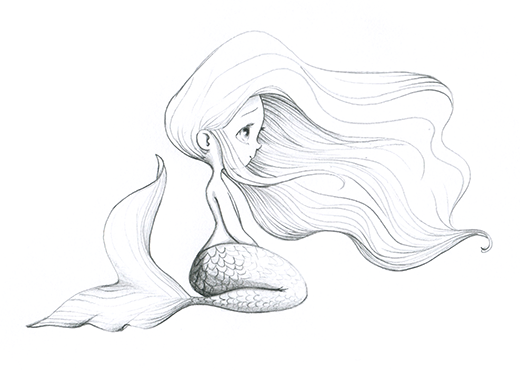 520x372 Les Contes - Baby Mermaid Drawing
