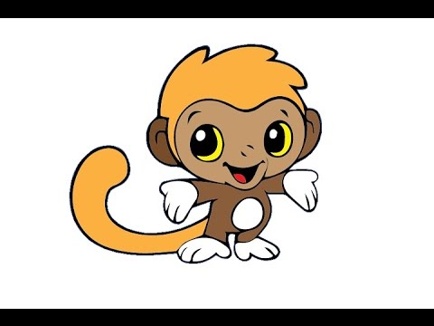 480x360 How To Draw A Cute Baby Monkey Easy Step - Baby Monkey Drawing