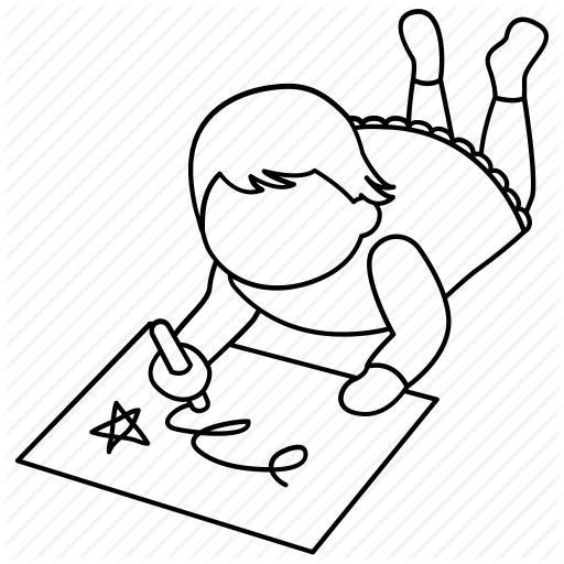512x512 Art, Child, Drawing, Girl, Kid, Picture, Toddler Icon - Baby Outline Drawing
