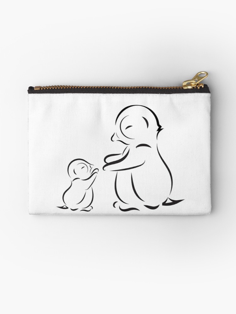 750x1000 Outline Drawing Of Penguin Family Mom And Baby Studio Pouches - Baby Outline Drawing