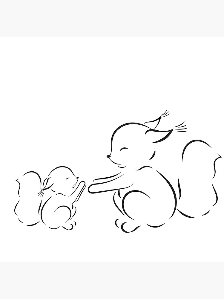 750x1000 Outline Drawing Squirrels Mom And Baby Photographic Print - Baby Outline Drawing