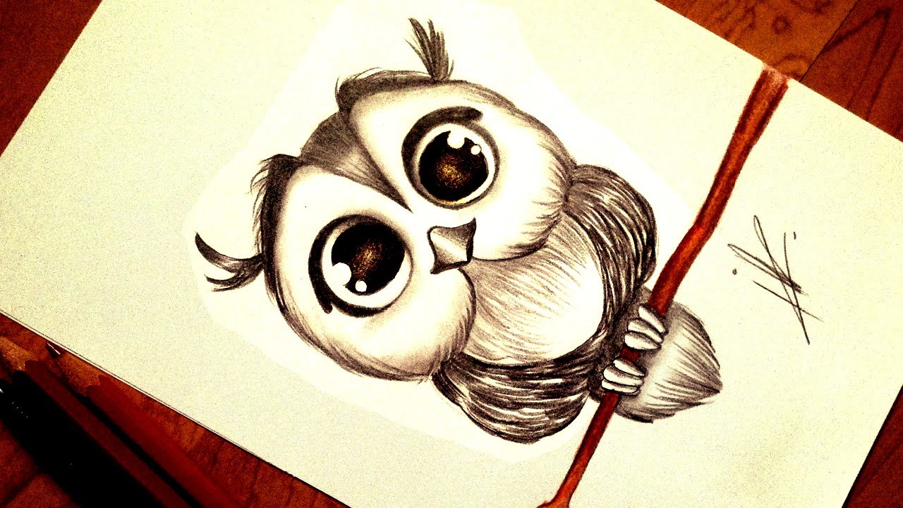 1280x720 Drawing A Kawaii Baby Owl - Baby Owl Drawing