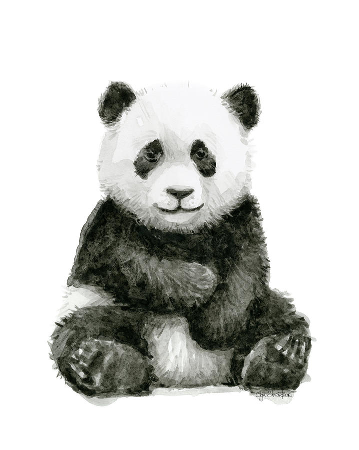 719x900 Baby Panda Watercolor Painting - Baby Panda Drawing