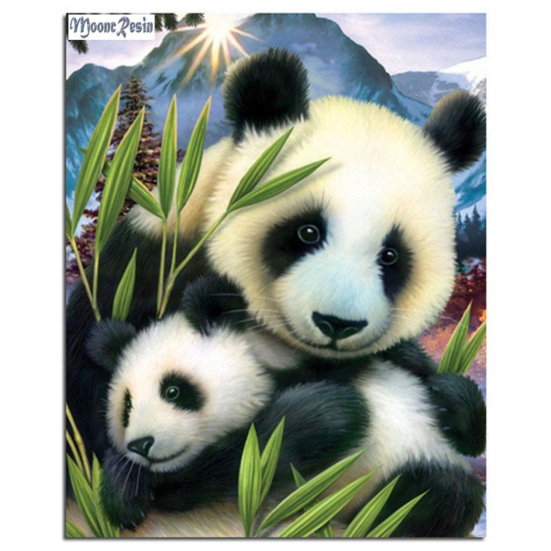 800x800 Diy Diamond Painting Mom And Baby Panda Drawing - Baby Panda Drawing
