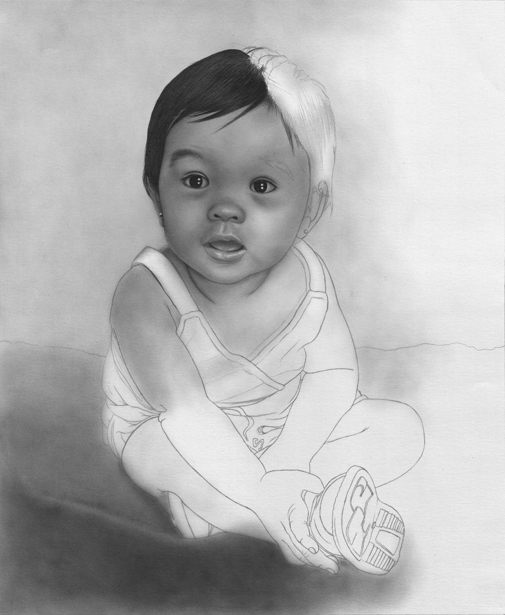 1000x1218 Portrait Of Baby Mary Rose - Baby Pencil Drawing