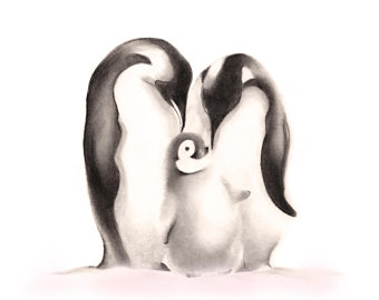 340x270 Baby Penguin Art Etsy - Baby Penguin Drawing