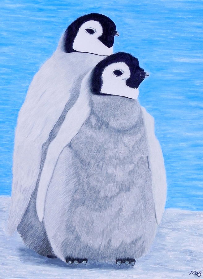 656x900 baby emperor penguins drawing - Baby Penguin Drawing