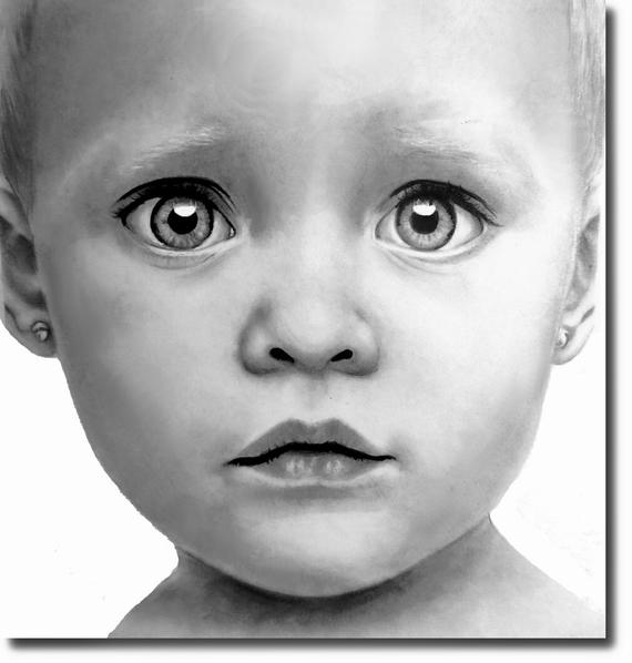 570x598 custom portraits pet portraits child portrait wedding etsy - Baby Portrait Drawing