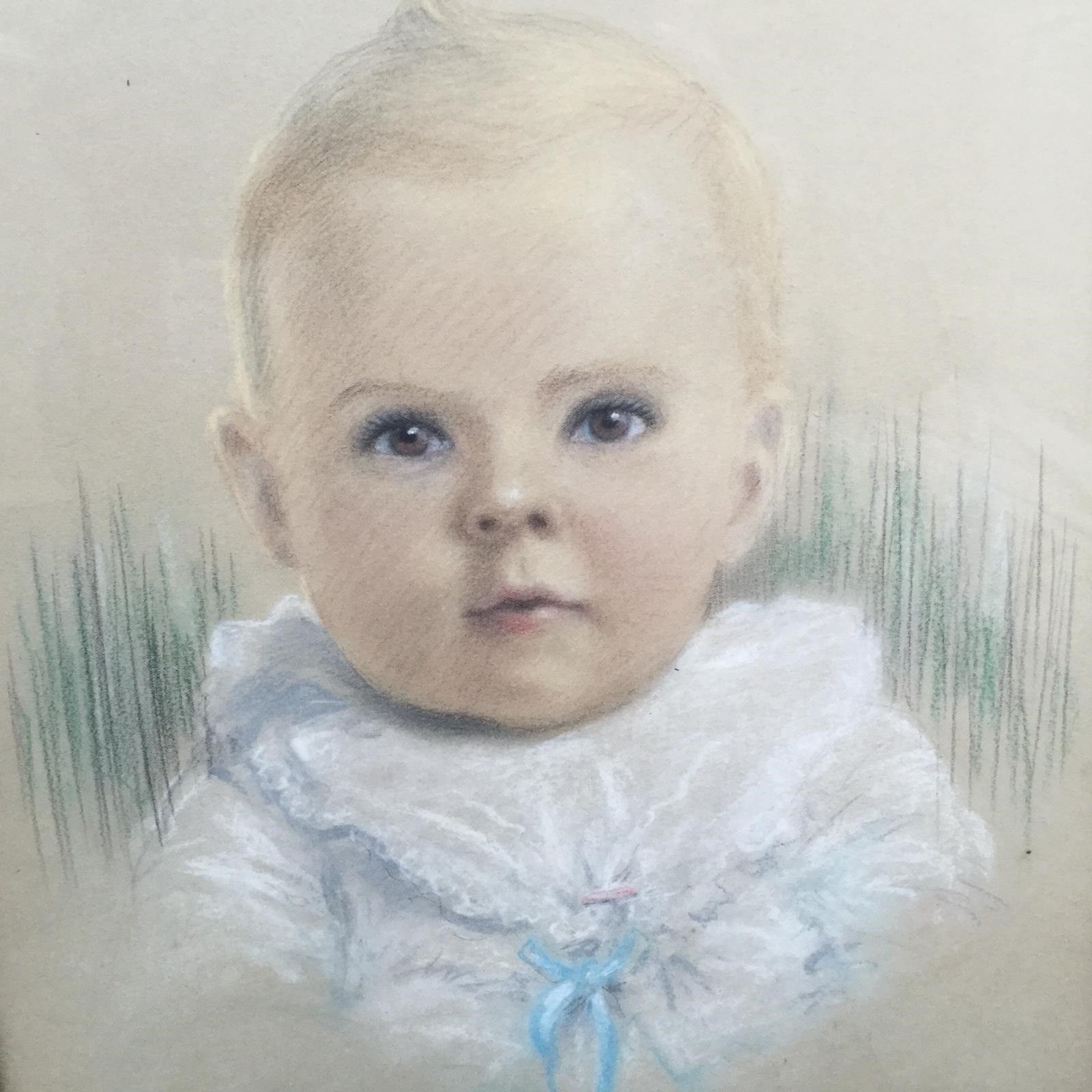 1600x1600 Fine Pastel Gouache Portrait Drawing Of Baby Boy - Baby Portrait Drawing