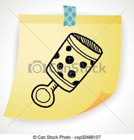 450x470 baby rattle doodle vector clipart - Baby Rattle Drawing