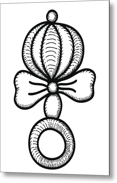 493x769 hand drawn baby rattle metal print - Baby Rattle Drawing