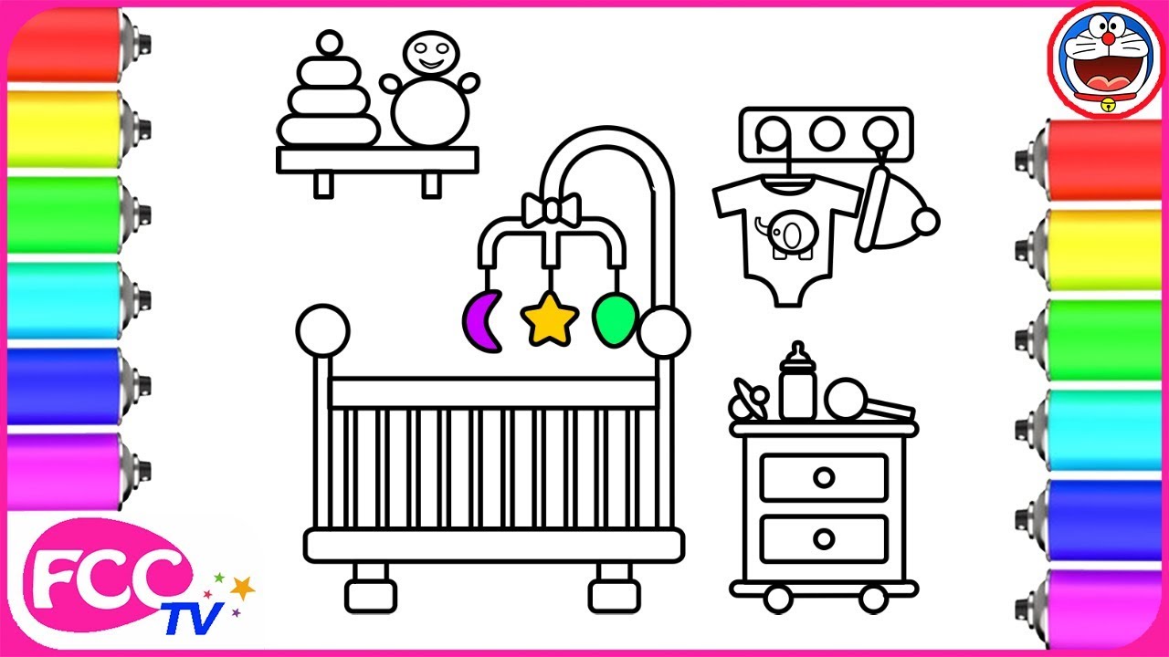 1280x720 Baby Sleeping Room Coloring - Baby Room Drawing