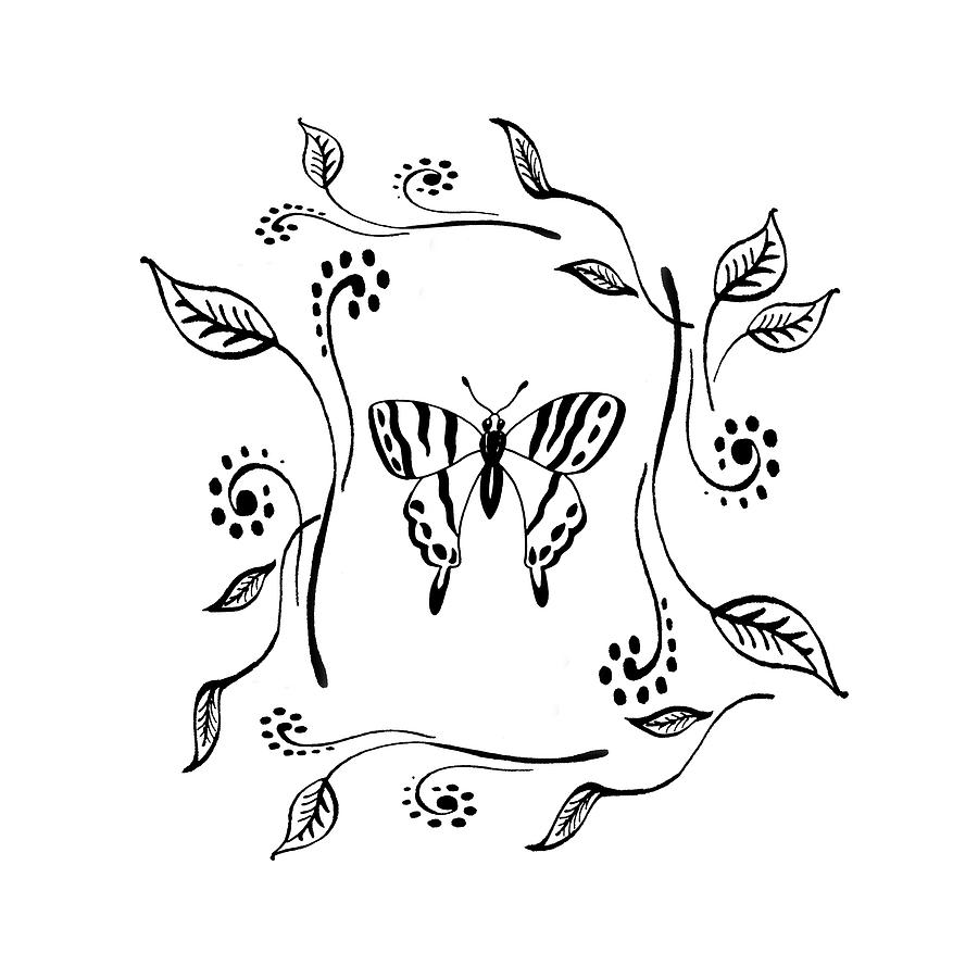 900x900 Graceful Butterfly Baby Room Decor Iii Drawing - Baby Room Drawing