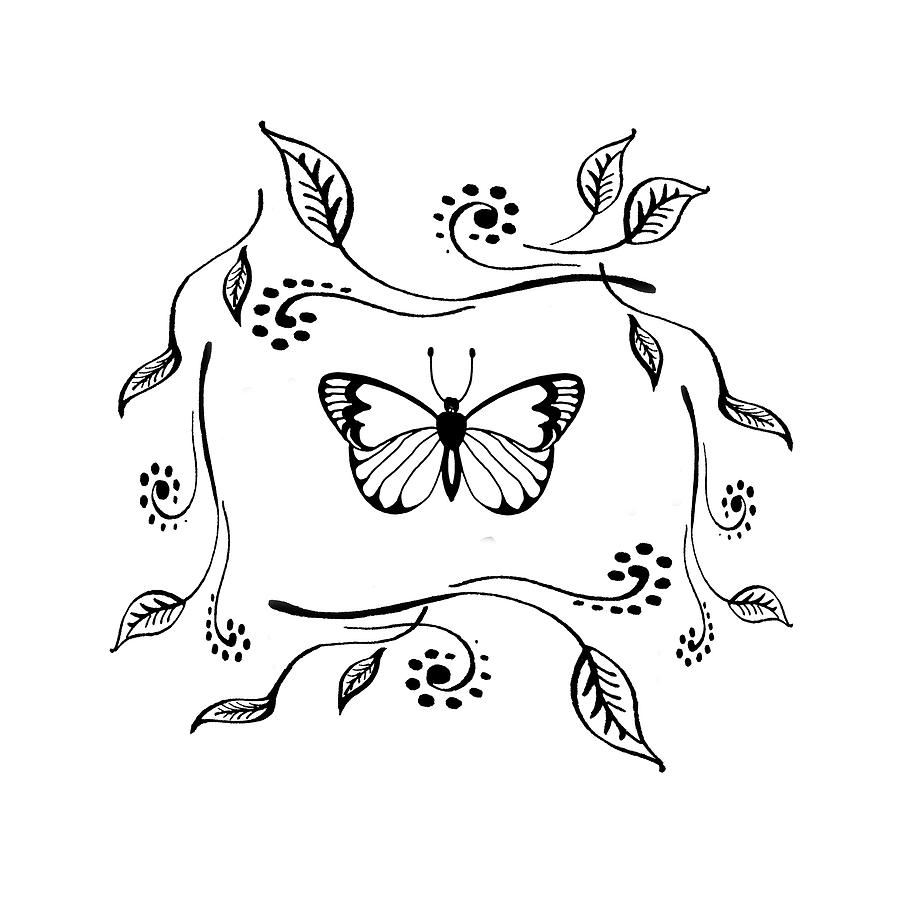 900x900 Graceful Butterfly Baby Room Decor Iv Drawing - Baby Room Drawing