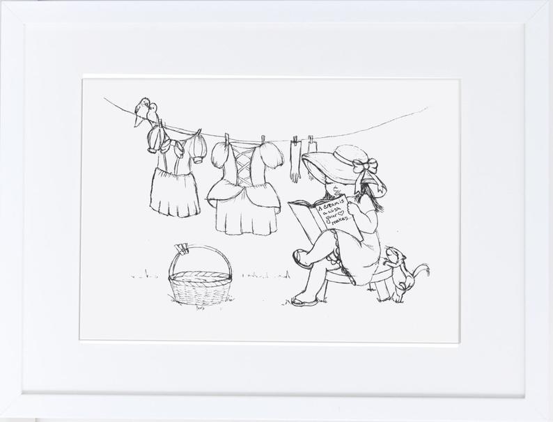 794x606 Nursery Drawing Princess Illustration Pencil Sketch Blank And Etsy - Baby Room Drawing