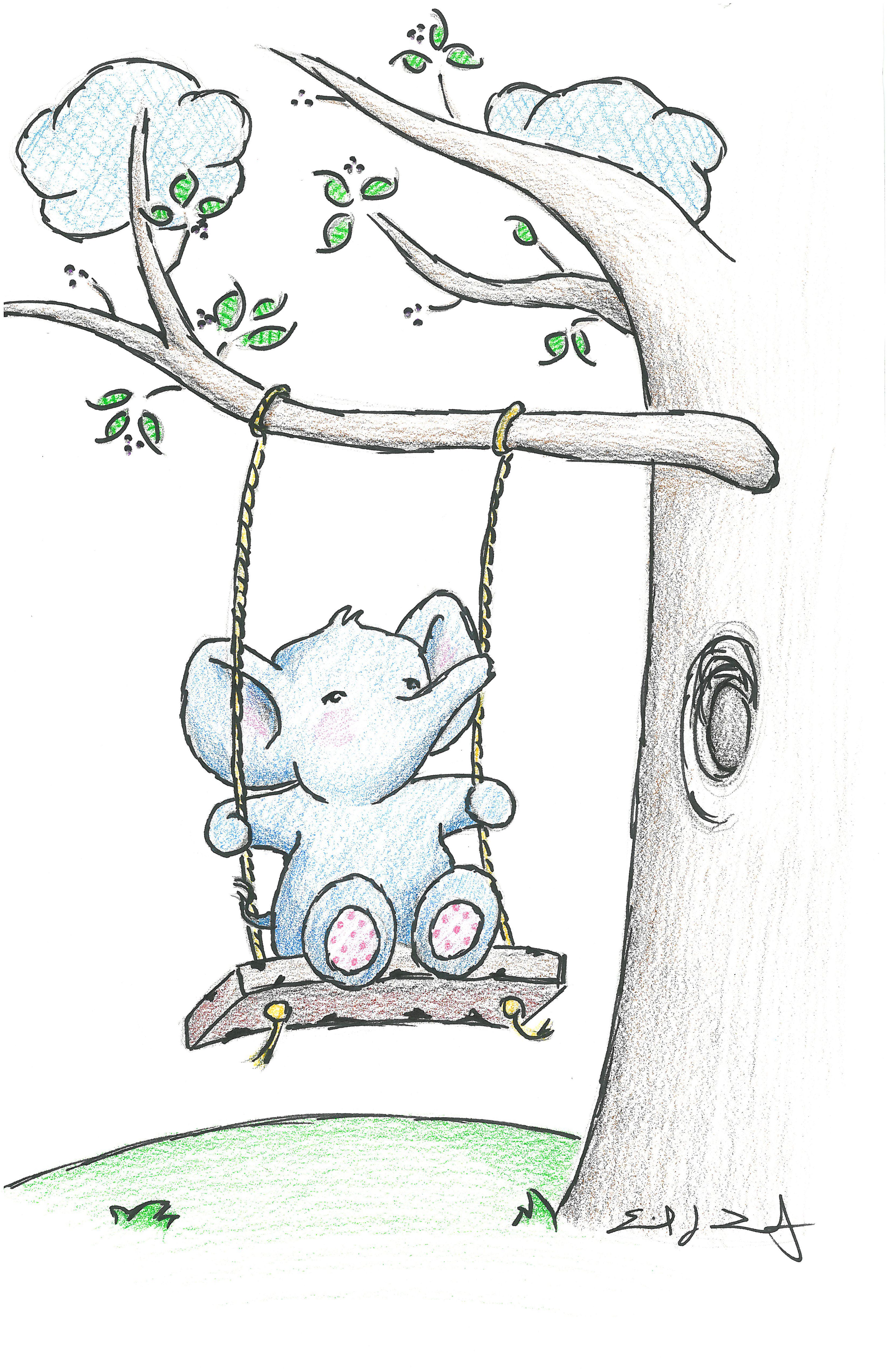 3300x5100 shells baby room drawing that drew for part of her shower gift - Baby Room Drawing