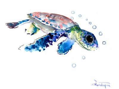 400x300 Baby Sea Turtles Giclee Print - Baby Sea Turtle Drawing