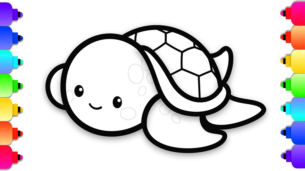 1280x720 How To Draw A Baby Sea Turtle Easy Step - Baby Sea Turtle Drawing