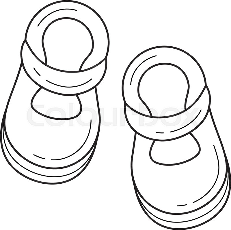 800x799 Baby Shoes Line Icon Isolated On White Stock Vector Colourbox - Baby Shoes Drawing