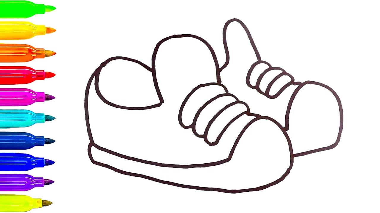 1280x720 Baby Shoes Drawing For Children How To Draw Coloring Pages - Baby Shoes Drawing