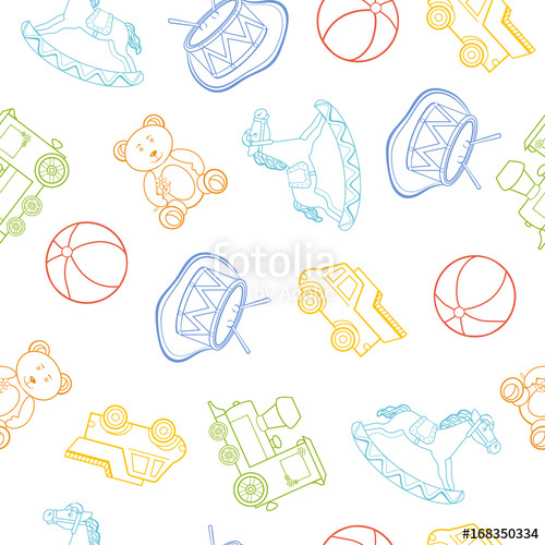 500x500 Baby Toy Drawings, Car, Bear, Horse, Ball, Train, Drum Isolated - Baby Shower Drawings