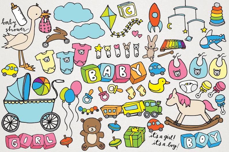 794x528 baby clipart hand drawn clip art new baby baby shower clip etsy - Baby Shower Drawings