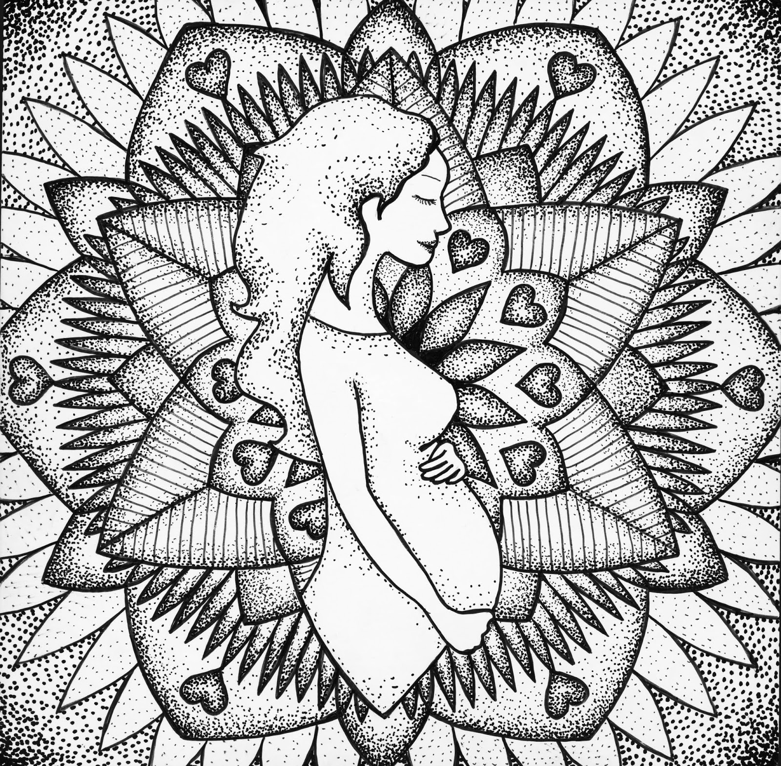 1600x1570 baby shower mandala card aggie's drawings - Baby Shower Drawings