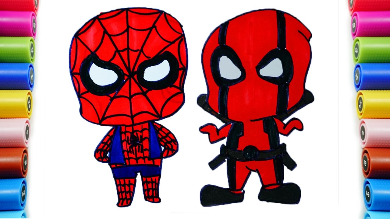 1280x720 Drawing New Baby Deadpool And Spiderman Poster - Baby Spiderman Drawing