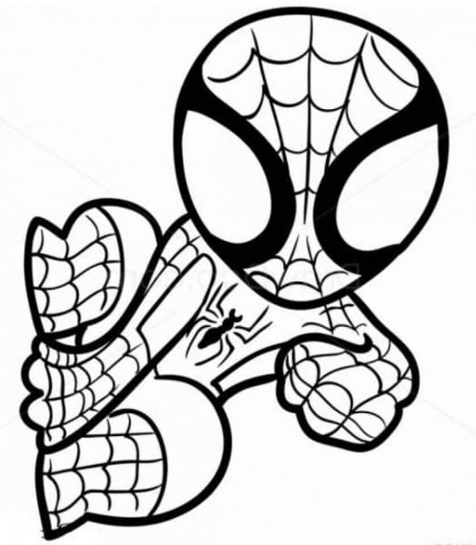 524x600 Baby Spiderman Coloring Pages - Baby Spiderman Drawing