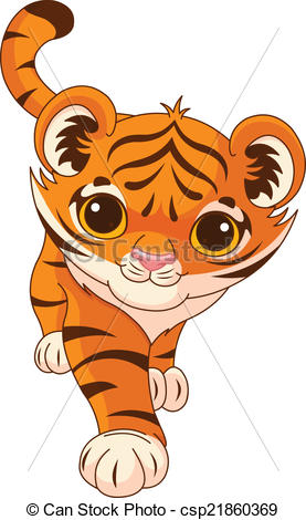277x470 Baby Tiger Illustration Of Cute Crouching Tiger - Baby Tiger Drawing