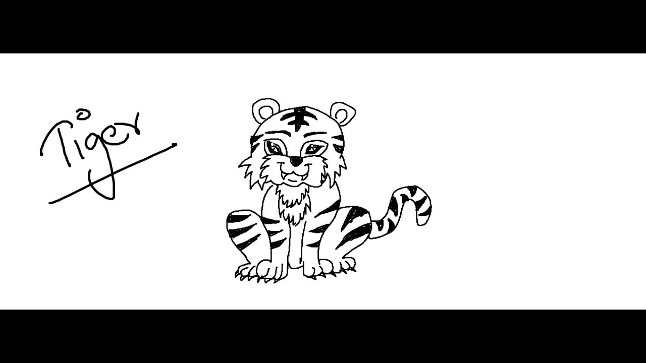1280x720 Easy Kids Drawing Lessonshow To Draw Cute Tiger Baby For Kids - Baby Tiger Drawing