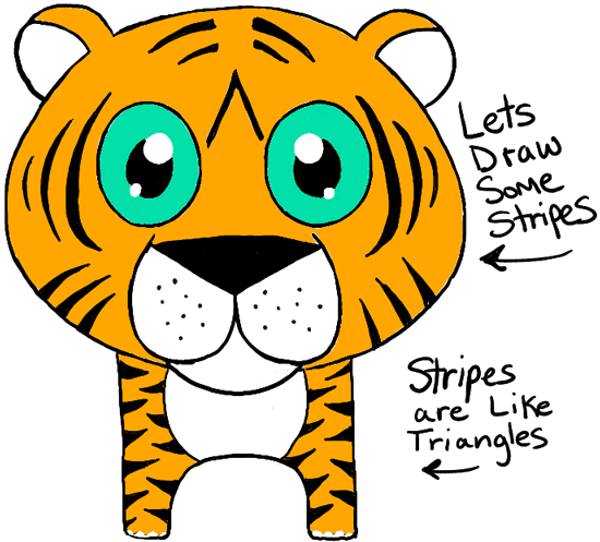 550x497 how to draw chibi tigers or baby tigers drawing lesson for kids - Baby Tiger Drawing