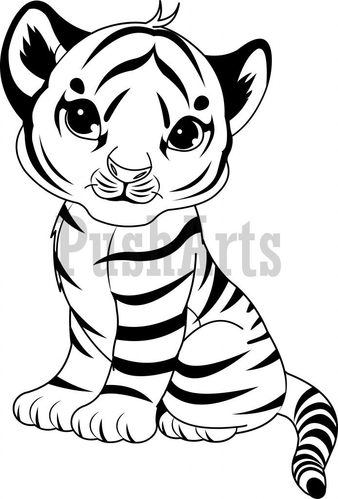 694x1024 Coloring Pages Of Cute Baby Tigers - Baby Tiger Drawing