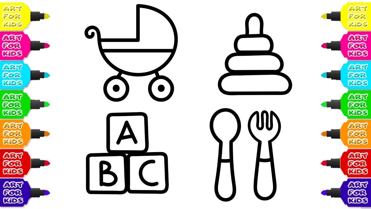 1280x720 baby toys stroller accessories for dolls coloring pages - Baby Toys Drawing