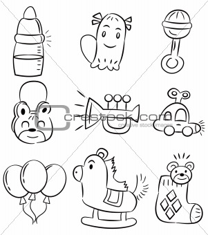 301x340 Image Hand Draw Cartoon Baby Toy Icon From Crestock Stock - Baby Toys Drawing