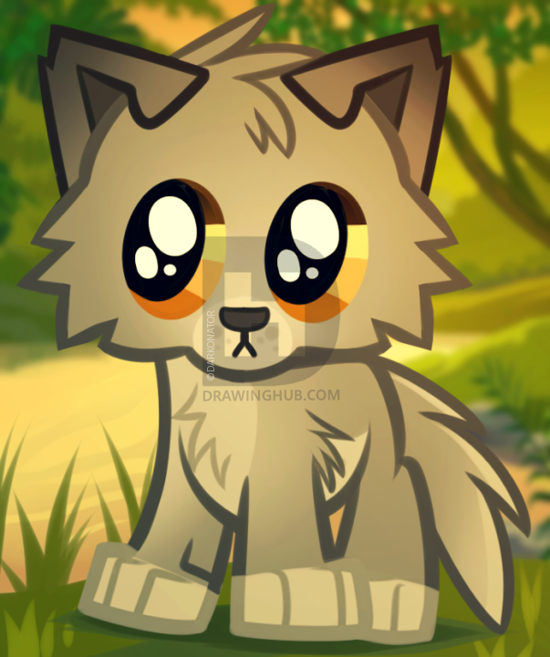 603x720 How To Draw A Baby Wolf Cub, Step - Baby Wolf Drawing