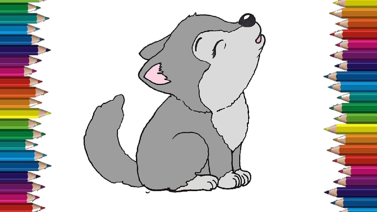 1280x720 How To Draw A Wolf Pup Step - Baby Wolf Drawing