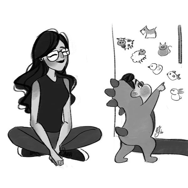 600x600 babysitting a minosaurio on wacom gallery - Babysitting Drawing