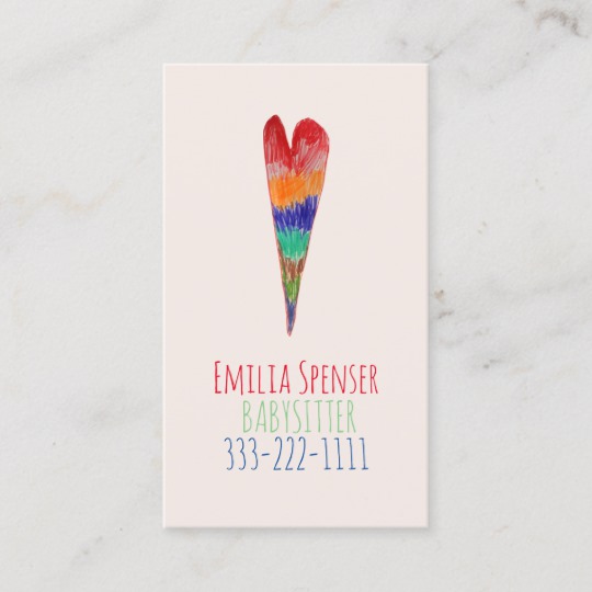 540x540 Babysitting Child Care Drawing Heart Card - Babysitting Drawing