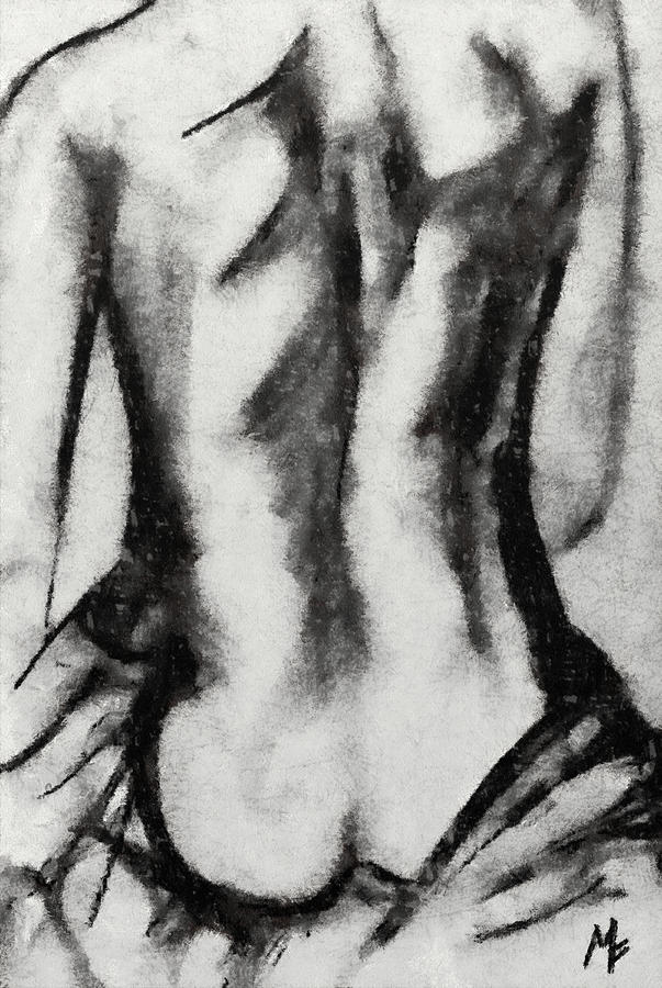 603x900 Charcoal Back Drawing - Back Drawing