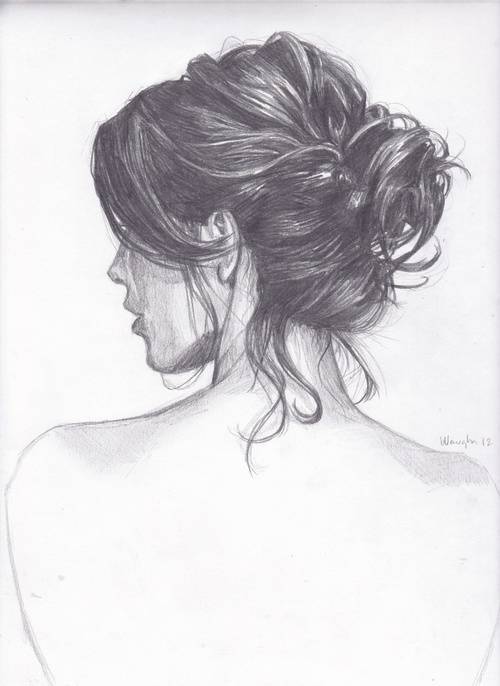 500x686 Girl Back Hair - Back Drawing