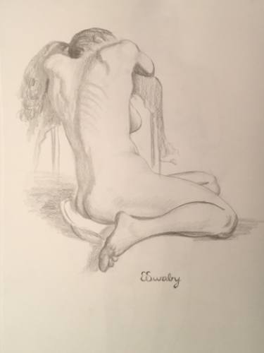 375x500 Julie's Back Drawing - Back Drawing