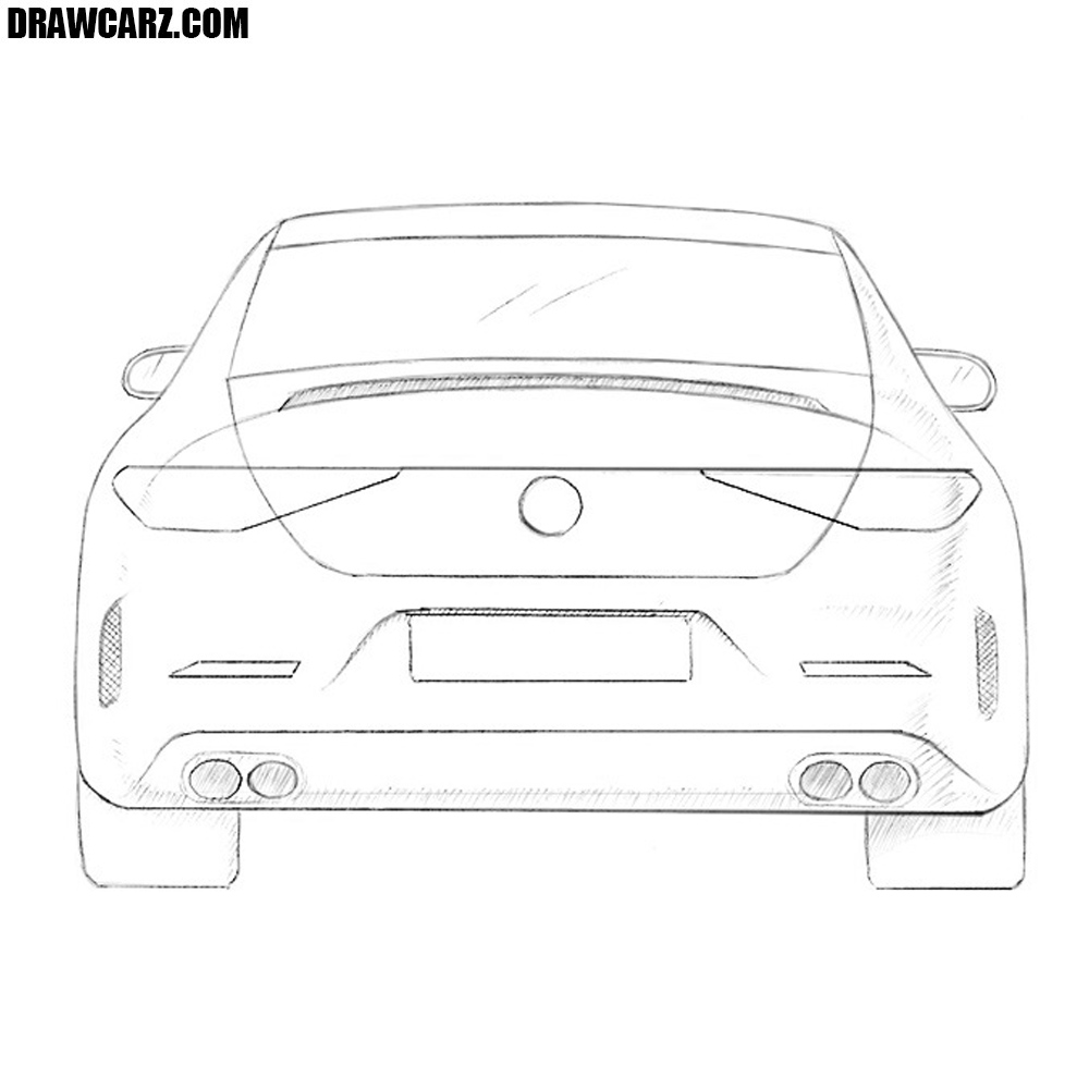 1000x1000 How To Draw A Car From Back Drawcarz - Back Of A Car Drawing