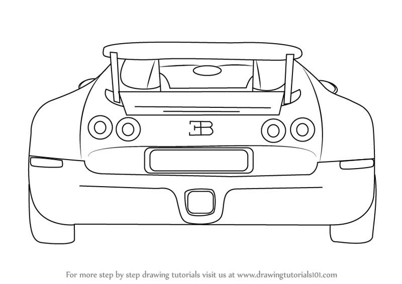 800x566 Learn How To Draw A Bugatti Veyron Rear - Back Of A Car Drawing