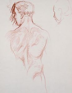 231x300 Edward Woore Life Study Of A Male Head And Back Arts - Back Of Head Drawing