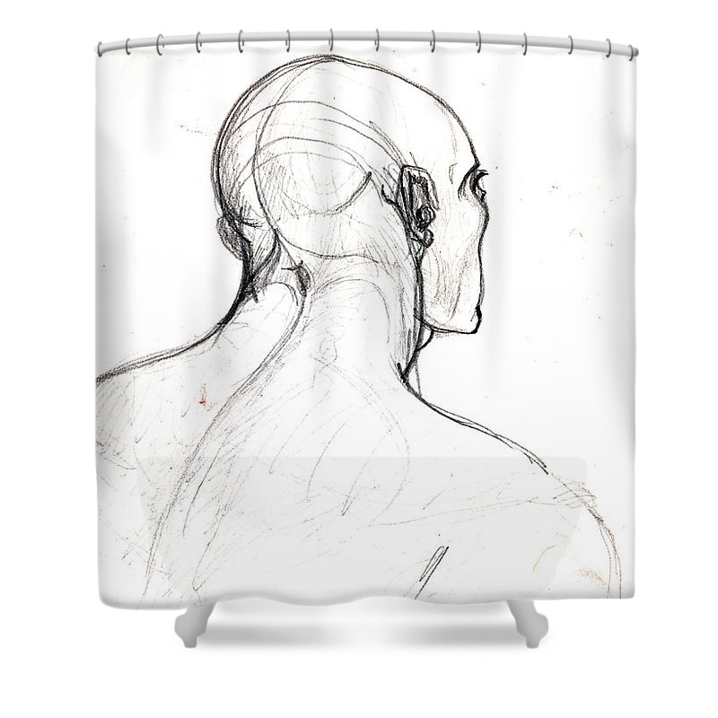 800x800 Head, Back View Shower Curtain For Sale - Back Of Head Drawing