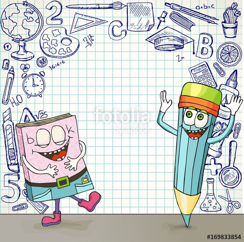 500x497 Back To School Banner A Blank With A School Board And Doodle - Back To School Drawings