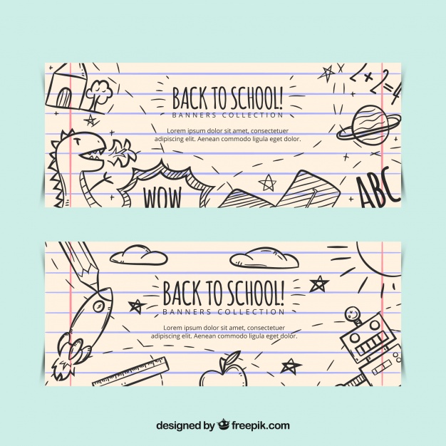 626x626 back to school banners with children drawings vector free download - Back To School Drawings